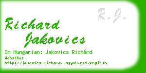 richard jakovics business card