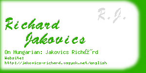 richard jakovics business card